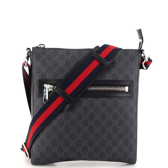 Gucci Bags Gucci  Strap Front Zip Messenger Bag Gg Coated Canvas Medium Black Poshmark